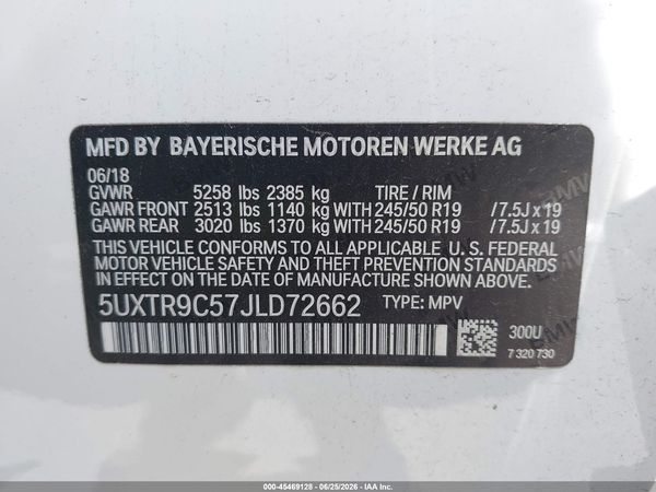 2018 BMW X3 XDRIVE30I