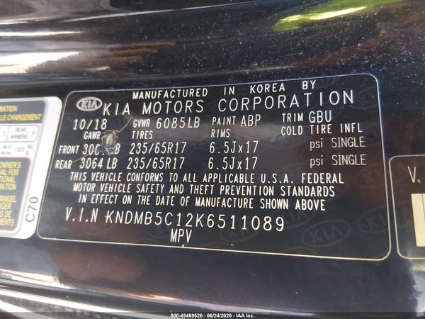2019 KIA SEDONA LX