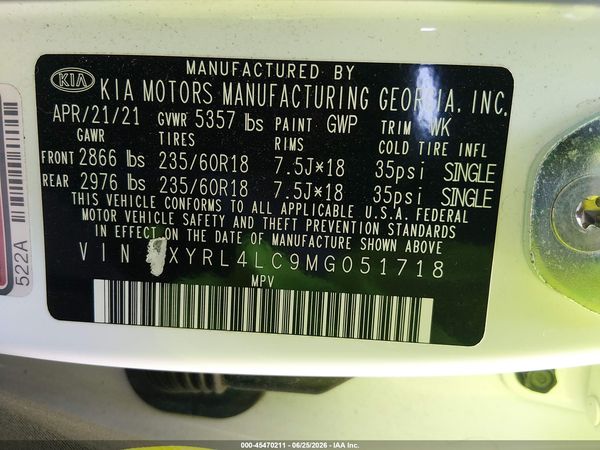 2021 KIA SORENTO S