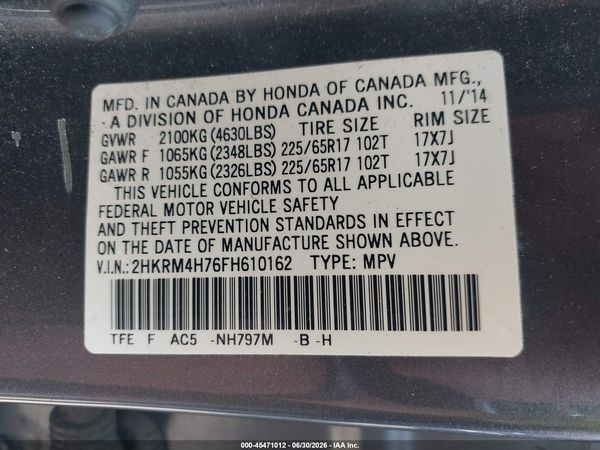 2015 HONDA CR-V EX-L