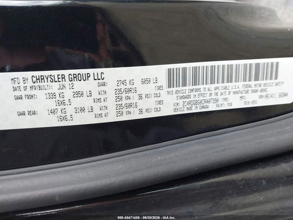 2012 DODGE GRAND CARAVAN SE/AVP — I9