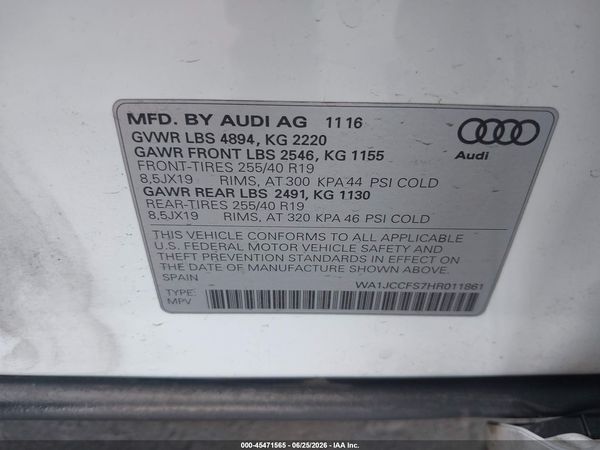 2017 AUDI Q3 2.0T PREMIUM