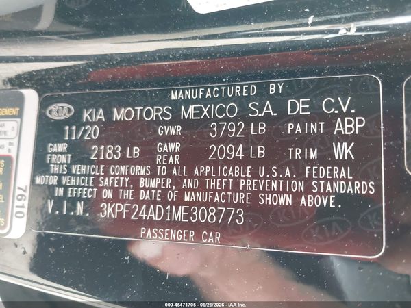 2021 KIA FORTE LXS
