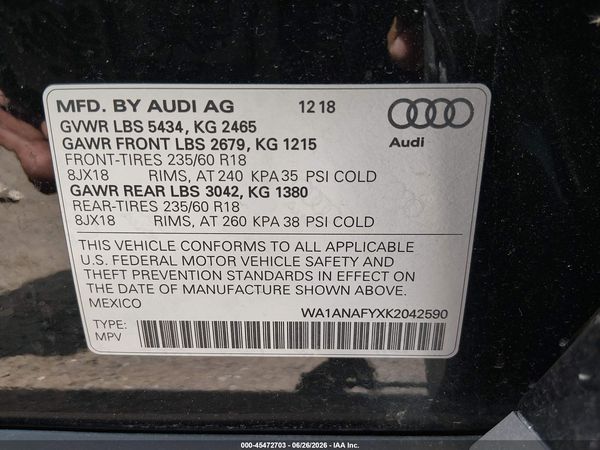 2019 AUDI Q5 45 PREMIUM