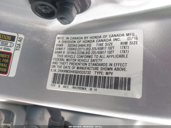 2016 HONDA CR-V SE