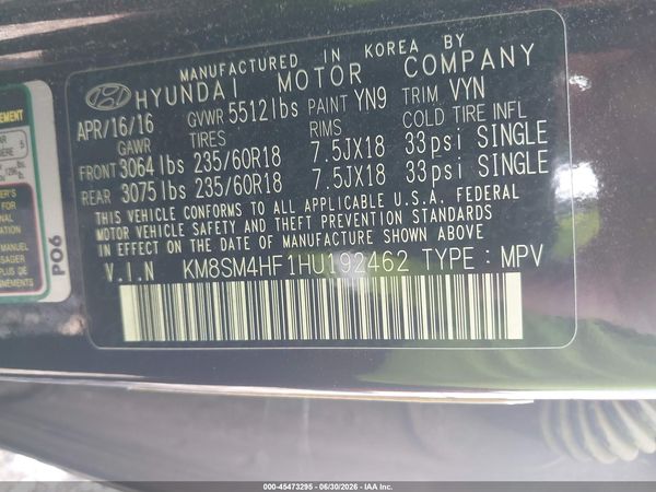 2017 HYUNDAI SANTA FE SE