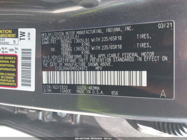 2021 TOYOTA HIGHLANDER XLE