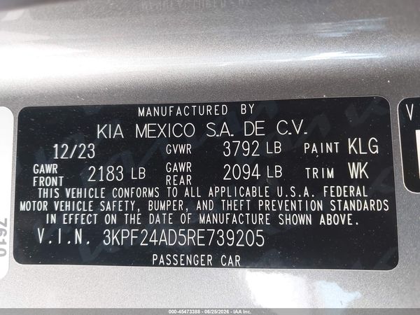 2024 KIA FORTE LXS