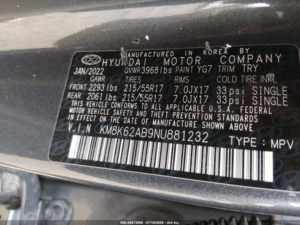 2022 HYUNDAI KONA SEL