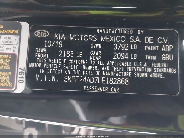 2020 KIA FORTE LXS