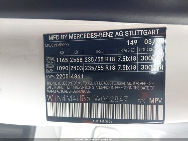 2020 MERCEDES-BENZ GLB 250 4MATIC