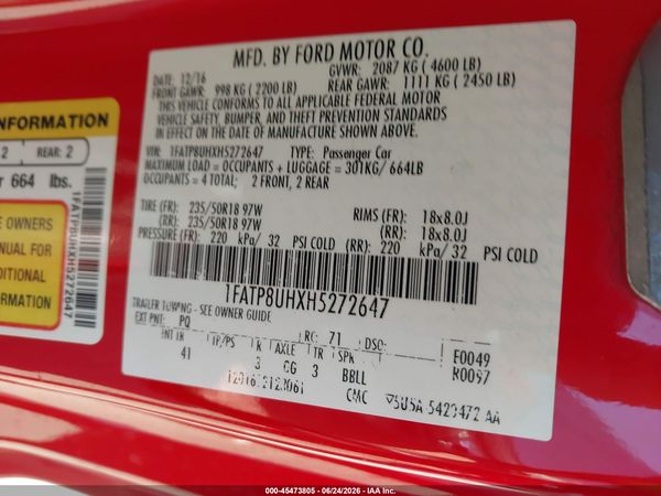 2017 FORD MUSTANG ECOBOOST PREMIUM