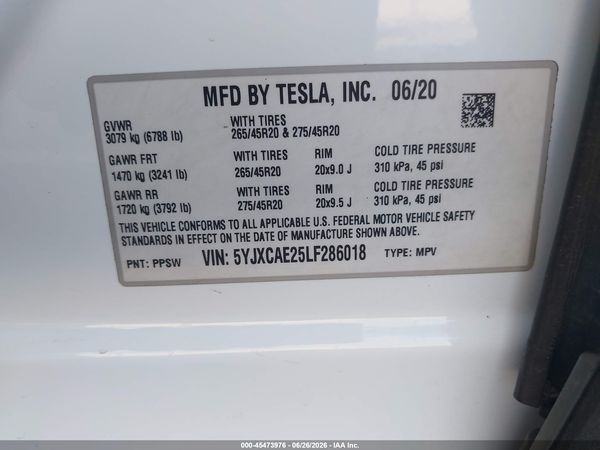 2020 TESLA MODEL X