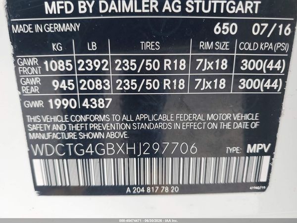 2017 MERCEDES-BENZ GLA 250 4MATIC