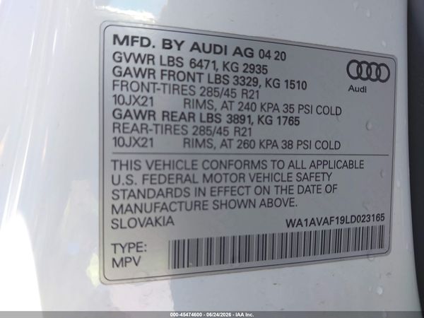 2020 AUDI Q8 — I9