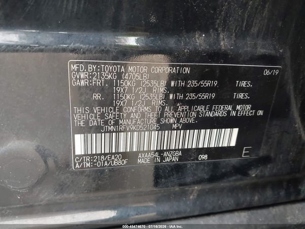 2019 TOYOTA RAV4 LIMITED