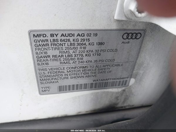 2019 AUDI Q7 45 PREMIUM/45 SE PREMIUM