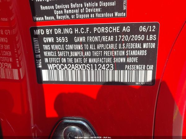 2013 PORSCHE BOXSTER