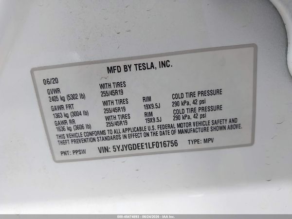 2020 TESLA MODEL Y
