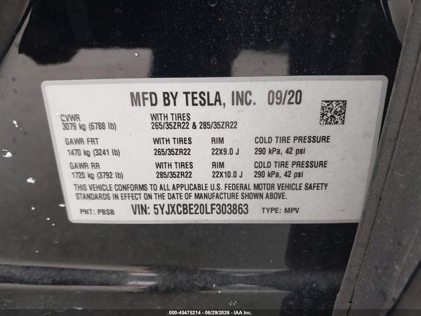 2020 TESLA MODEL X