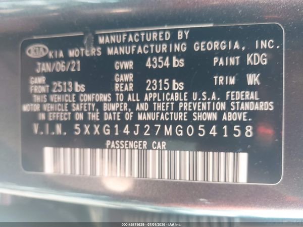 2021 KIA K5 LXS
