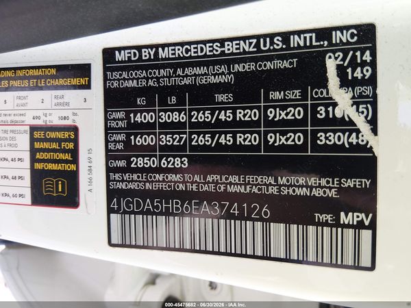 2014 MERCEDES-BENZ ML 350 4MATIC