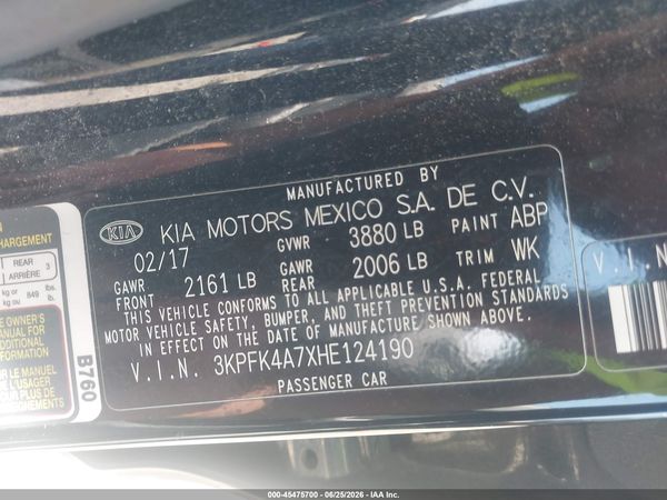 2017 KIA FORTE LX