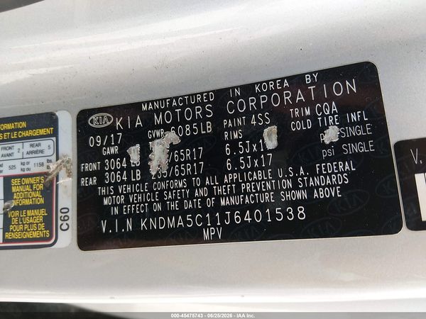 2018 KIA SEDONA L
