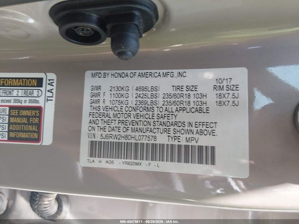 2017 HONDA CR-V EX-L/EX-L NAVI