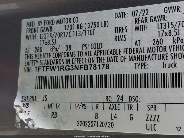2022 FORD F-150 RAPTOR