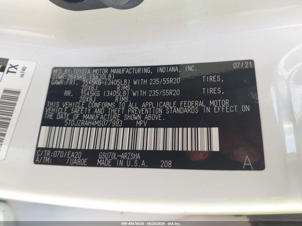 2021 TOYOTA HIGHLANDER XSE