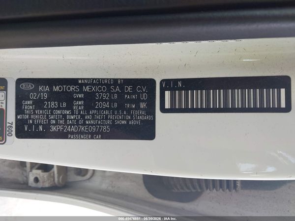 2019 KIA FORTE FE