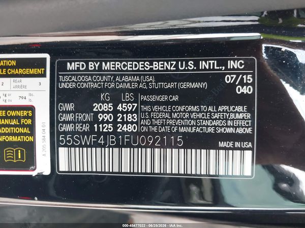 2015 MERCEDES-BENZ C 300 Base — I9