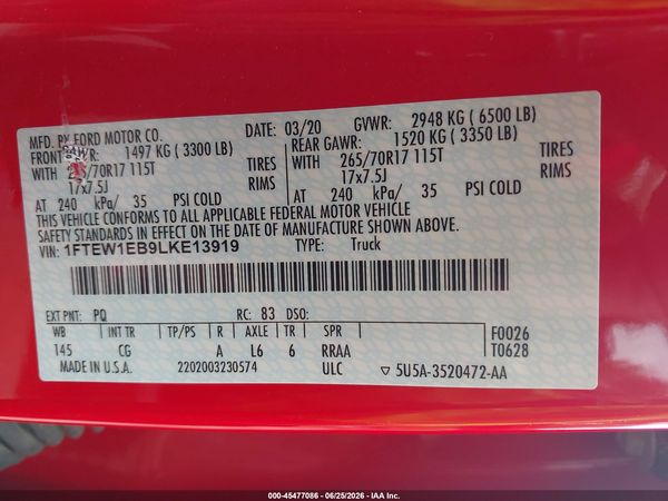 2020 FORD F-150 XL/XLT