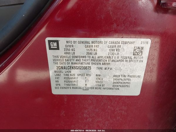 2016 CHEVROLET EQUINOX LT — I9
