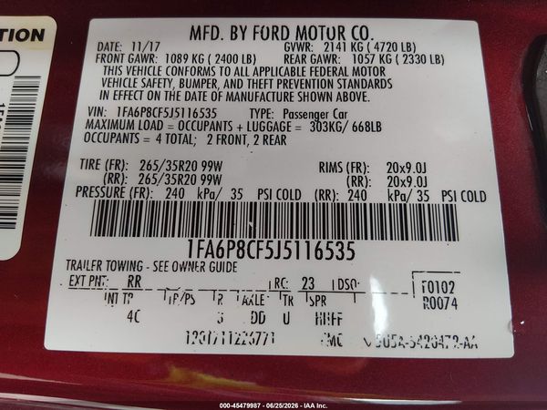 2018 FORD MUSTANG GT PREMIUM