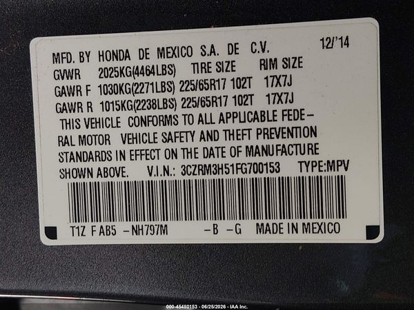 2015 HONDA CR-V EX