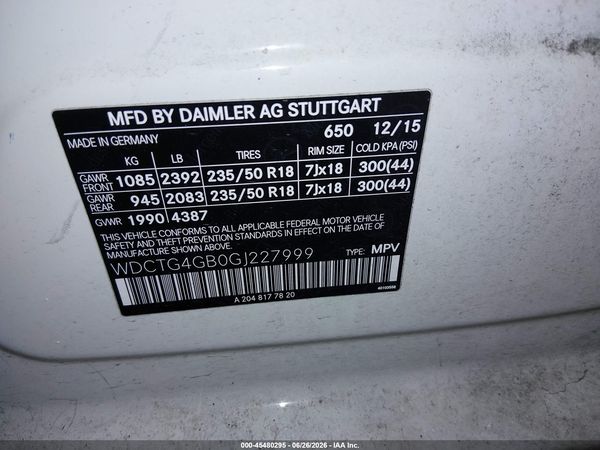 2016 MERCEDES-BENZ GLA 250 4MATIC