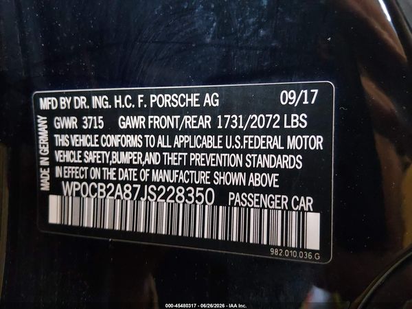 2018 PORSCHE 718 BOXSTER S