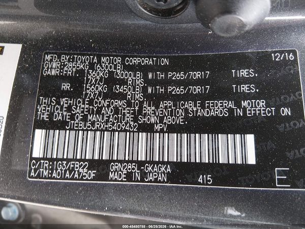2017 TOYOTA 4RUNNER SR5