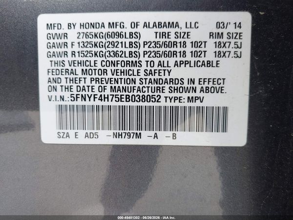 2014 HONDA PILOT EX-L