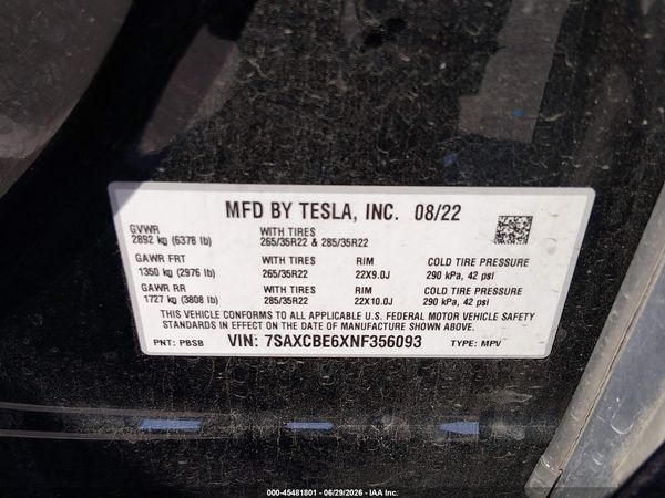 2022 TESLA MODEL X