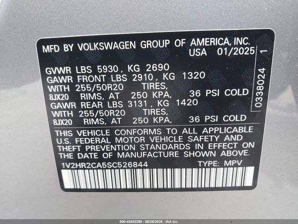 2025 VOLKSWAGEN ATLAS 2.0T SE W/TECHNOLOGY — I9