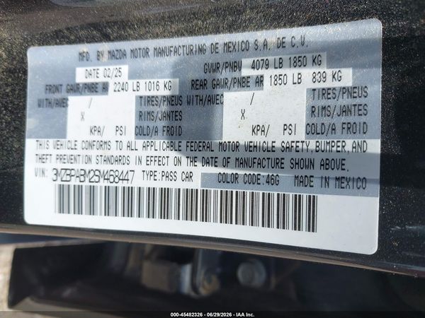 2025 MAZDA MAZDA3 2.5 S SELECT SPORT
