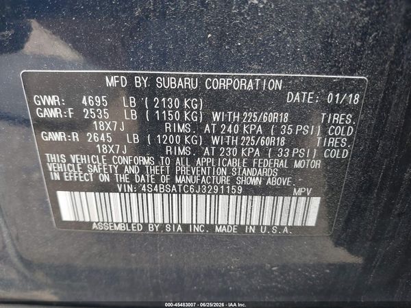 2018 SUBARU OUTBACK 2.5I TOURING