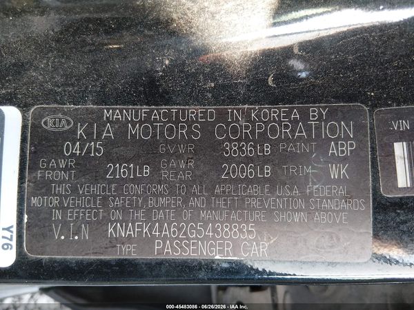 2016 KIA FORTE LX