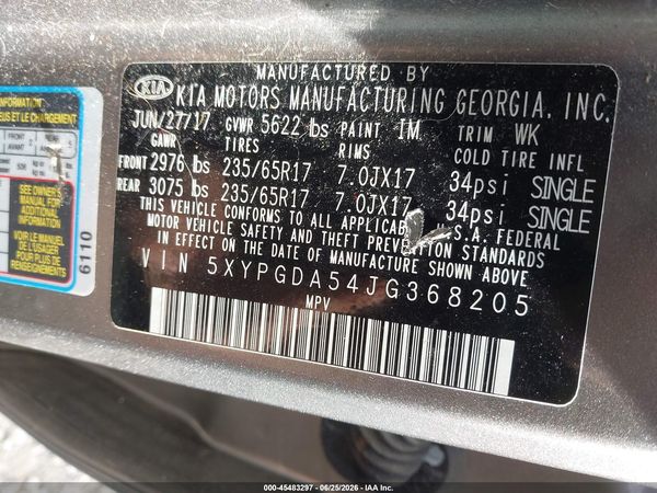 2018 KIA SORENTO 3.3L LX