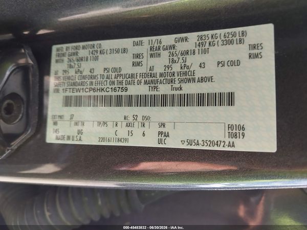 2017 FORD F-150 XLT
