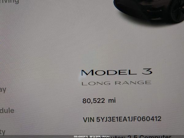 2018 TESLA MODEL 3 LONG RANGE/MID RANGE