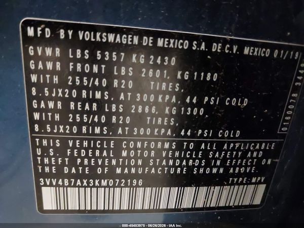 2019 VOLKSWAGEN TIGUAN — I9